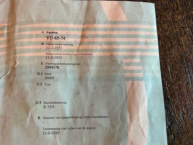 Bmw r75/5 motorfiets - afbeelding 10 van  19