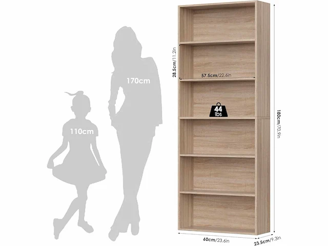 Boekenkast - 6-laags plank - hout - afbeelding 4 van  4