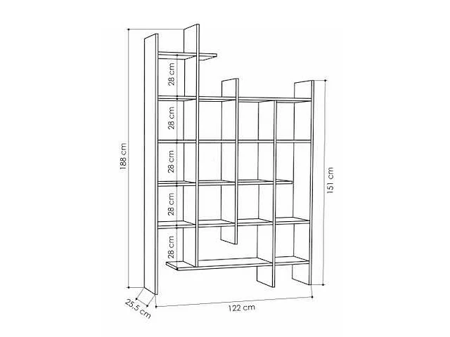 Boekenkast - eiken kleurig melamine - afbeelding 7 van  8