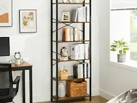 Boekenkast - industrieel - 6 lagen - bruin/zwart - 66x30x186 - afbeelding 3 van  6