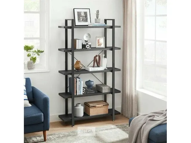 Boekenkast - industrieel - 6 lagen - bruin/zwart - 66x30x186 - afbeelding 4 van  6
