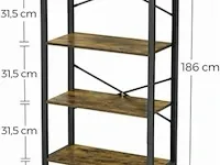 Boekenkast - industrieel - 6 lagen - bruin/zwart - 66x30x186 - afbeelding 5 van  6