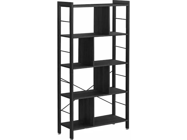Boekenkast - industrieel - zwart - 74x30x154,5 - afbeelding 1 van  3