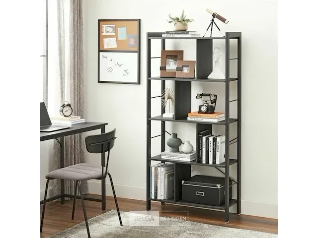 Boekenkast - industrieel - zwart - 74x30x154,5 - afbeelding 2 van  3