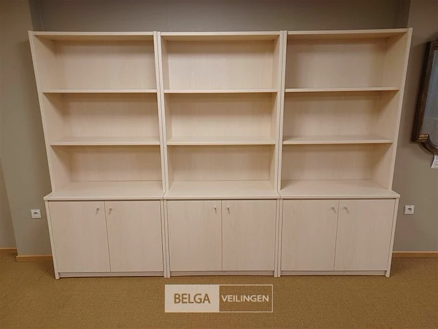 Boekenkast in melamine es - met 2 deuren + open boekenrek - afbeelding 3 van  4