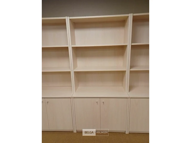 Boekenkast in melamine es - met 2 deuren + open boekenrek - afbeelding 1 van  2