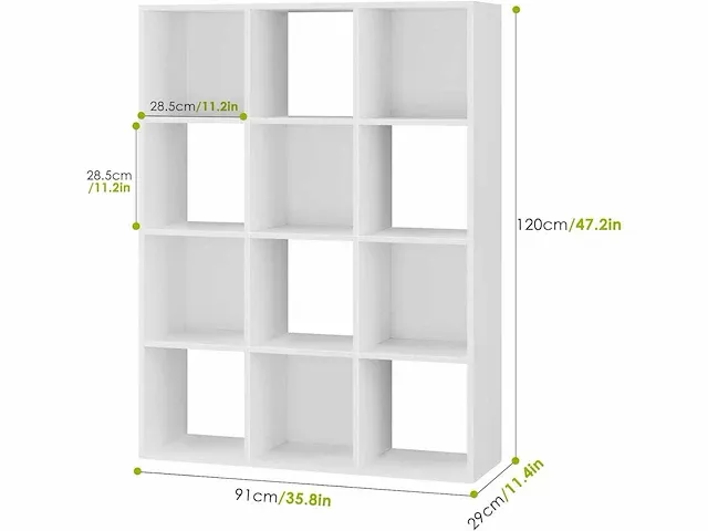 Boekenkast, kast opbergplank met 12 compartimenten - afbeelding 3 van  3