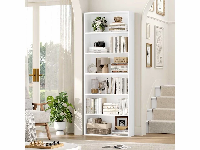 Boekenkast plank - 6 lagen - wit - afbeelding 2 van  6