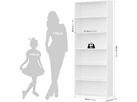 Boekenkast plank - 6 lagen - wit - afbeelding 4 van  6