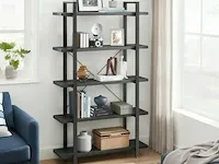 Boekenrek met 5 planken - industrieel - zwart - 29,5x105x177,5