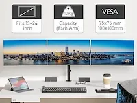 Bontec monitorbeugel 3 monitoren 13-24 inch led en lcd monitor bureau monitorstandaard kantelbaar 180° draaibaar 360° - afbeelding 3 van  3