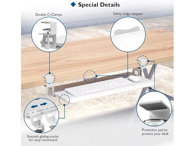 Bontec toetsenbordlade uitschuifbaar onder bureau - afbeelding 2 van  3