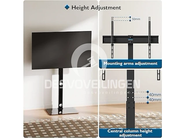 Bontec tv vloerstandaard voor 30-70 inch led lcd oled plasma flat curved tv's - afbeelding 5 van  5