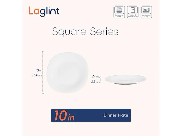 Bordenset laglint 25,4cm wit vierkant - afbeelding 4 van  4