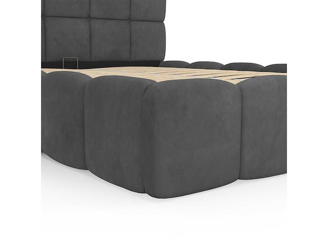 Borstbed 140x190 - grijs fluweel met bedbodem en hoofdeinde - afbeelding 2 van  11