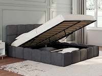 Borstbed 140x190 - grijs fluweel met bedbodem en hoofdeinde - afbeelding 1 van  11