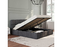 Borstbed 140x190 - grijs fluweel met bedbodem en hoofdeinde - afbeelding 4 van  11