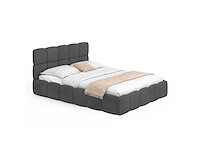 Borstbed 140x190 - grijs fluweel met bedbodem en hoofdeinde - afbeelding 7 van  11