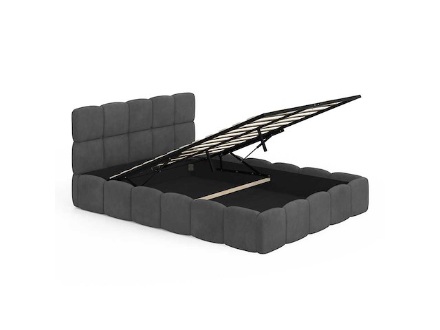 Borstbed 140x190 - grijs fluweel met bedbodem en hoofdeinde - afbeelding 8 van  11