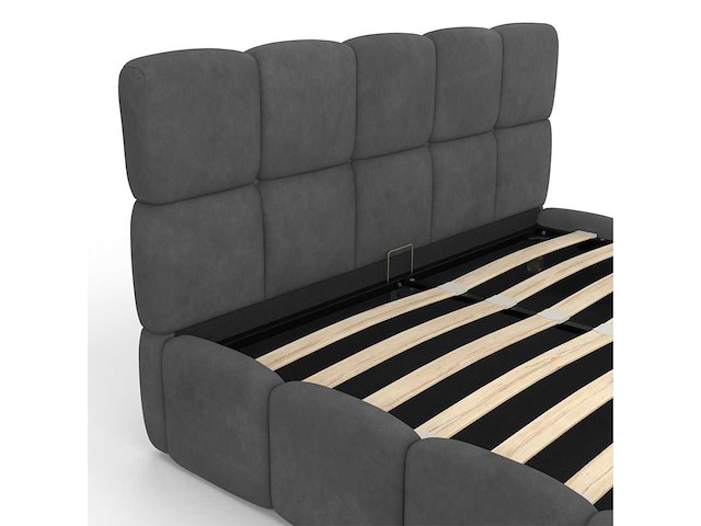 Borstbed 140x190 - grijs fluweel met bedbodem en hoofdeinde - afbeelding 9 van  11