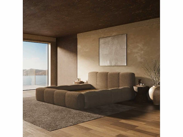 Borstbed 140x190 - taupe bouclé stof - afbeelding 2 van  7