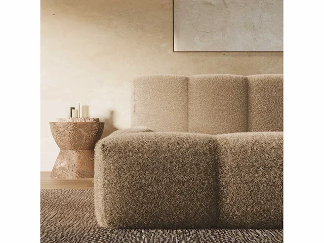 Borstbed 140x190 - taupe bouclé stof - afbeelding 4 van  7