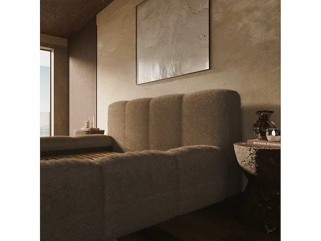 Borstbed 140x190 - taupe bouclé stof - afbeelding 6 van  7