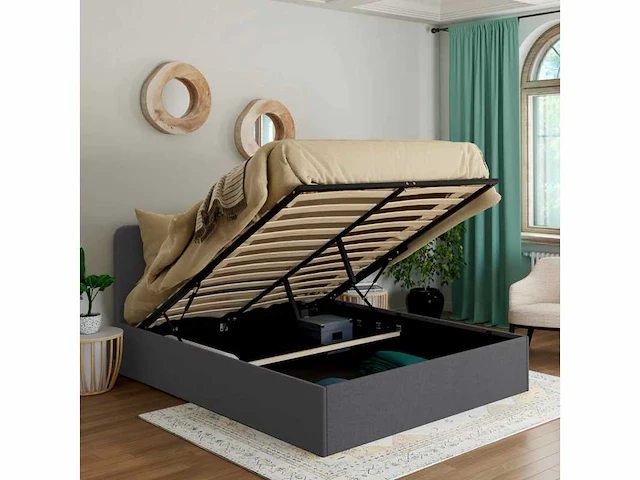 Borstbed 140x190cm - grijze stof met bedbodem - afbeelding 4 van  11