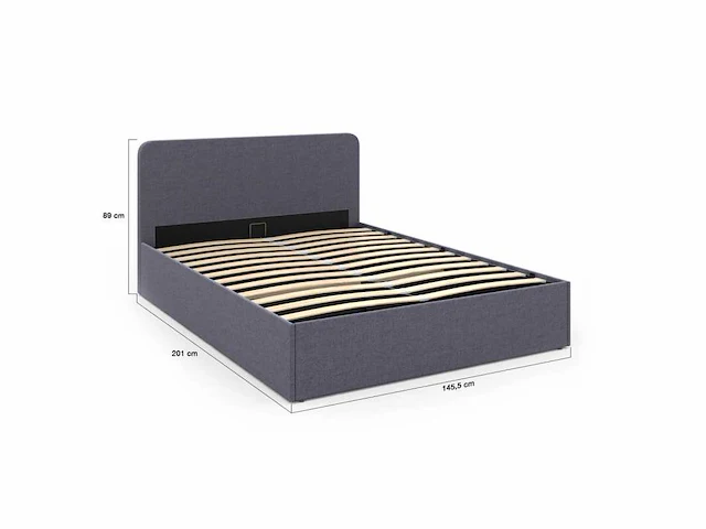 Borstbed 140x190cm - grijze stof met bedbodem - afbeelding 10 van  11