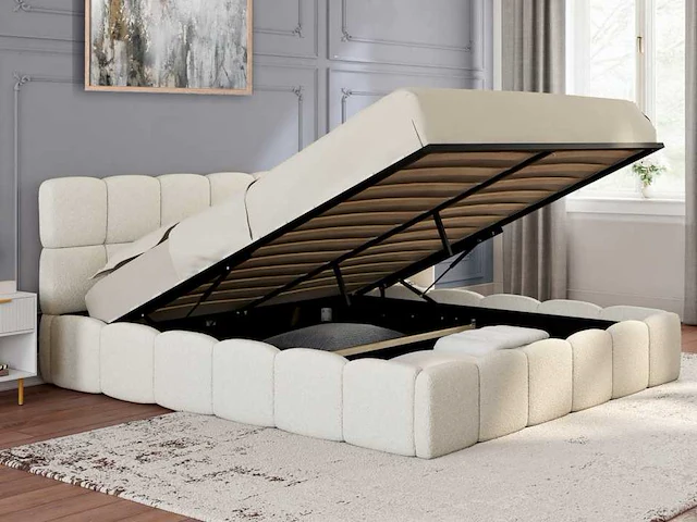 Borstbed 160x200cm - badstof met bedbodem en hoofdeinde - afbeelding 1 van  9