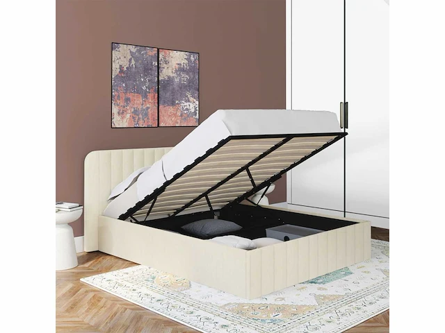 Borstbed in badstof met bedbodem en hoofdeinde 160x200cm - afbeelding 1 van  8
