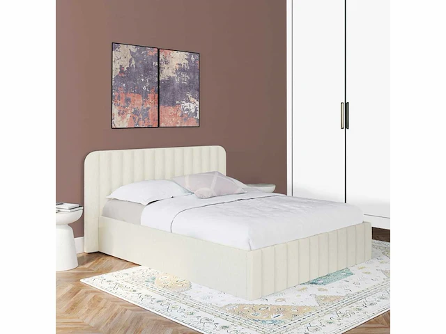 Borstbed in badstof met bedbodem en hoofdeinde 160x200cm - afbeelding 2 van  8