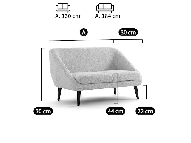 Boucle-bank, 2-persoons - afbeelding 7 van  8