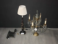 Bouiliote lamp met kristallen pendels, metalen wandlamp, tafellamp met stoffen kap (66,67,68) - afbeelding 1 van  5