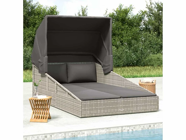 Bouncer met opvouwbaar dak grijs 200x114x128 cm geweven hars - afbeelding 1 van  8