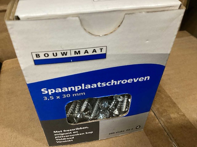 Bouwmaat spaanplaatschroef, 3.5x30, doos 200 stuks (110x) - afbeelding 2 van  3