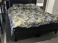 Boxspring 160x200 zwart lederlook - afbeelding 1 van  1