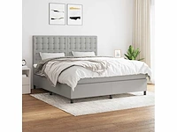 Boxspring compleet met matras lichtgrijs 160x200cm stof - levering enkel in belgië