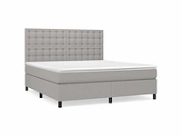 Boxspring compleet met matras lichtgrijs 160x200cm stof - levering enkel in belgië - afbeelding 4 van  10