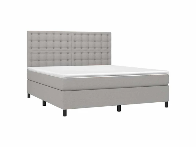 Boxspring compleet met matras lichtgrijs 160x200cm stof - levering enkel in belgië - afbeelding 5 van  10