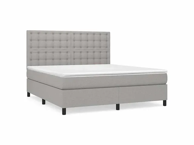 Boxspring compleet met matras lichtgrijs 160x200cm stof - afbeelding 4 van  10