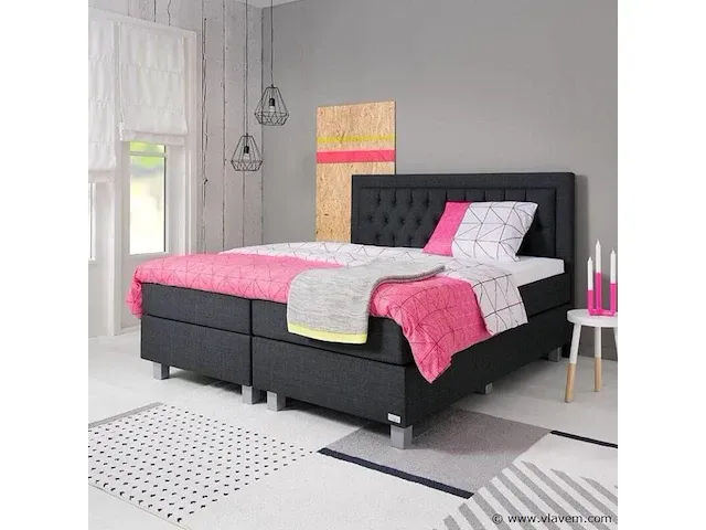 Boxspring italia banes, 160x200 cm, antraciet - afbeelding 3 van  9