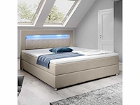 Boxspringbed 120 x 200 cm — eenvoudig bed met led-verlichting, topmatras en bonell springmatras