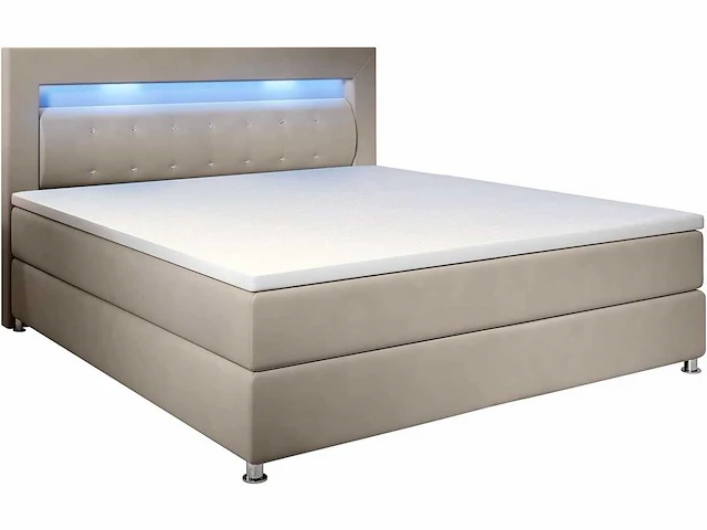 Boxspringbed 120 x 200 cm — eenvoudig bed met led-verlichting, topmatras en bonell springmatras - afbeelding 2 van  7