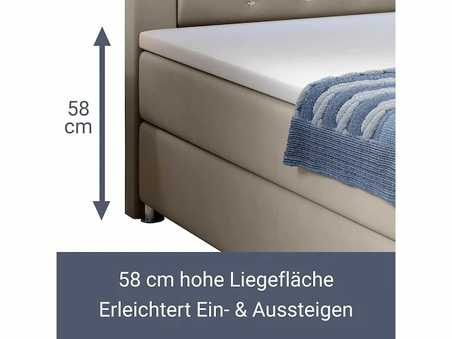 Boxspringbed 120 x 200 cm — eenvoudig bed met led-verlichting, topmatras en bonell springmatras - afbeelding 4 van  7