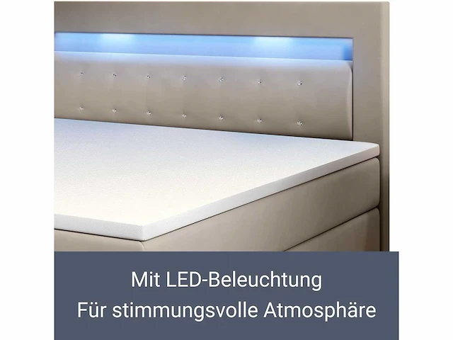 Boxspringbed 120 x 200 cm — eenvoudig bed met led-verlichting, topmatras en bonell springmatras - afbeelding 5 van  7