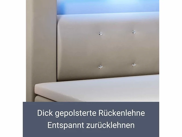 Boxspringbed 120 x 200 cm — eenvoudig bed met led-verlichting, topmatras en bonell springmatras - afbeelding 6 van  7