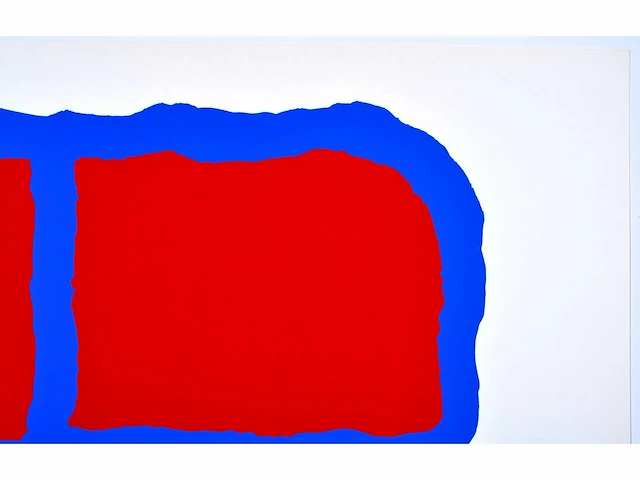 Bram bogart - rood en geel in blauw - zeefdruk - afbeelding 5 van  6