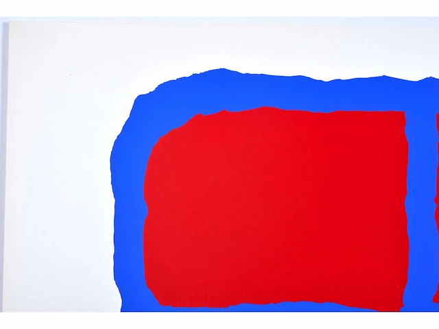 Bram bogart - rood en geel in blauw - zeefdruk - afbeelding 6 van  6
