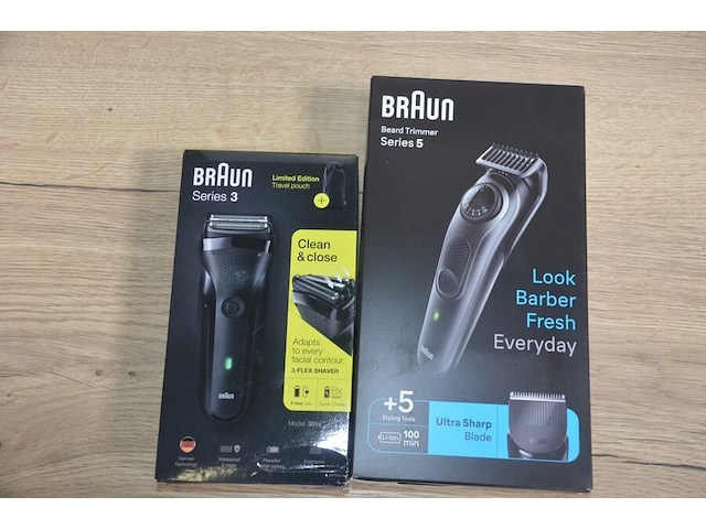 Braun beard trimmer series 5 bt5420 en braun elektrisch scheerapparaat s3 shave and style 300bt (b435) - afbeelding 1 van  5